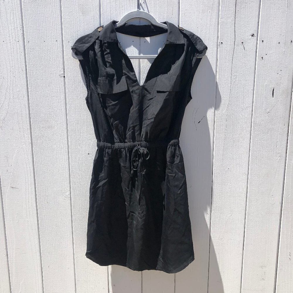 Cynthia Vincent Collared Cut Out Cinched Mini Dress